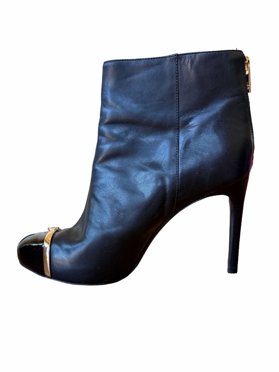 Tory Burch Shoes - Tory Burch Pacey Black Leather Patent Cap Toe Stiletto Boots Size 8